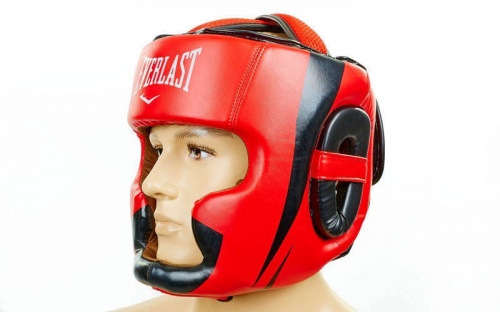 Шлем боксерский (с полной защитой) кожа ELAST BO-5242 фото 2