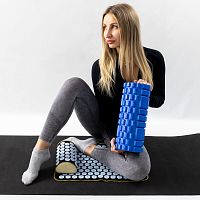 Коврик для йоги + аппликатор кузнецова + массажный ролик, валик для массажа мфр ролл OSPORT Set 111 (n-0144)