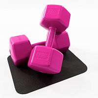 Гантели для фитнеса пластиковые цельные (неразборные) + коврик OSPORT Lite 2шт по 6 кг (OF-0121)