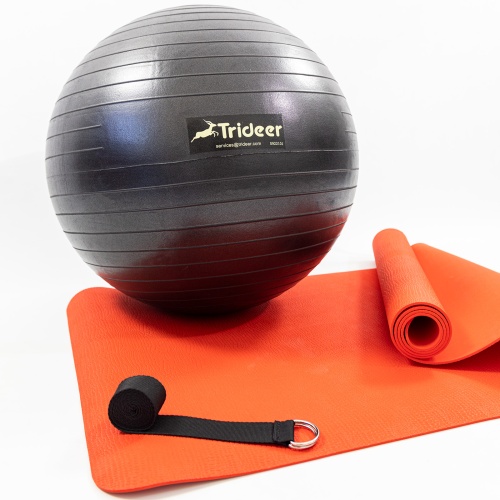 Коврик для йоги и фитнеса (каремат) + фитбол мяч для фитнеса 55 см + ремень для йоги OSPORT Set 94 (n-0124) фото 7