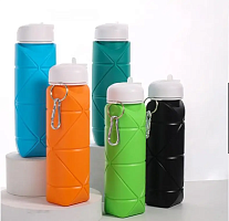 Спортивная складная бутылка для воды с карабином, бутылочка для спорта и тренировок 600мл OSPORT (MS 4956)