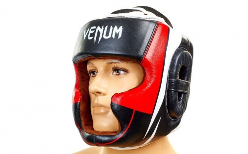 Шлем боксерский (с полной защитой) кожа VENUM BO-5239 фото 6