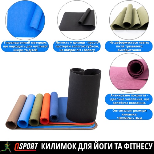 Коврик для йоги и фитнеса EVA (йога мат, каремат спортивный) OSPORT Yoga Pro 3мм (OF-0088) фото 2