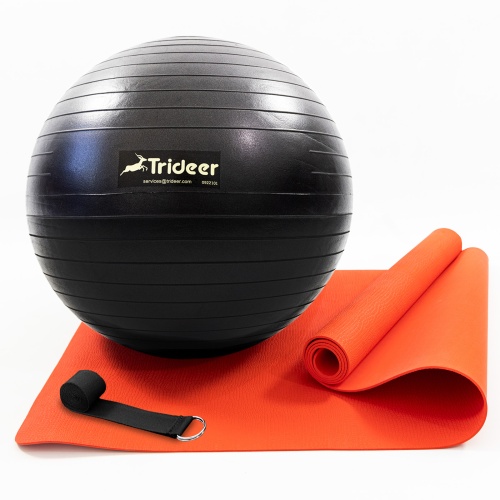 Коврик для йоги и фитнеса (каремат) + фитбол мяч для фитнеса 65 см + ремень для йоги OSPORT Set 95 (n-0125) фото 2