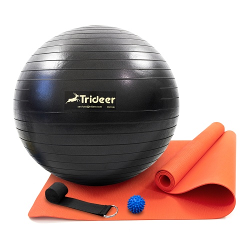 Коврик для йоги и фитнеса (каремат) + фитбол 75 см + массажный мячик + ремень для йоги OSPORT Set 100 (n-0130) фото 5