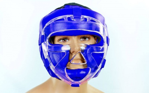 Шлем для единоборств (с прозрачной маской) кожа Zel ZA-01027 фото 6