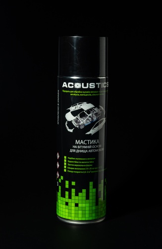 Мастика на битумной основе ACOUSTICS 500мл аэрозоль (противошумная, антикоррозионная для днища авто) (sp-0092) фото 2