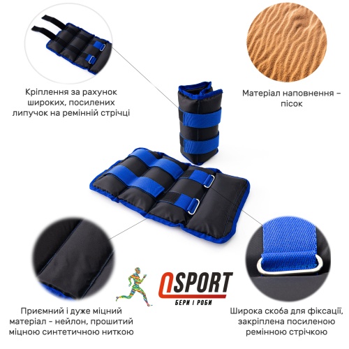 Утяжелители для ног и рук (манжеты для фитнеса и бега) OSPORT Lite Comfort 2шт по 2кг (FI-0119) фото 2