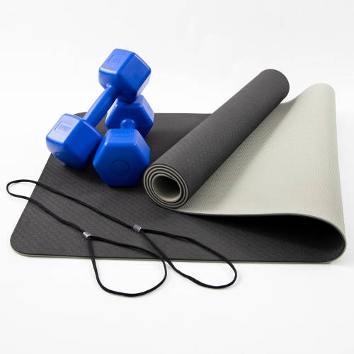Коврик для йоги, фитнеса, спорта (йога мат, каремат) + гантели для фитнеса 2шт по 3кг OSPORT Set 65 (n-0095) фото 3