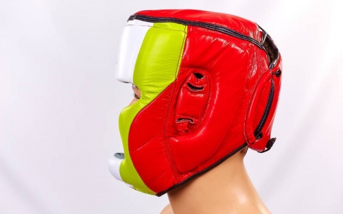 Шлем боксерский (с полной защитой) кожа ELAST МА-011 фото 4