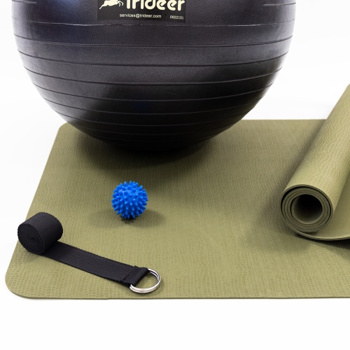 Коврик для йоги и фитнеса (каремат) + фитбол 55 см + массажный мячик + ремень для йоги OSPORT Set 98 (n-0128) фото 2