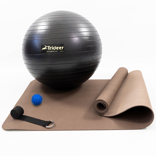 Коврик для йоги и фитнеса (каремат) + фитбол 55 см + массажный мячик + ремень для йоги OSPORT Set 98 (n-0128) фото 5