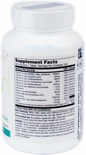 Комплекс витаминов и микроэлементов для спортсменов Daily Formula 100 таблеток Universal Nutrition (00166-01) фото 3