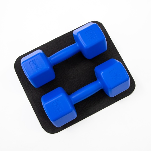 Гантели для фитнеса пластиковые цельные (неразборные) + коврик OSPORT Lite 2шт по 3 кг (OF-0216) фото 4