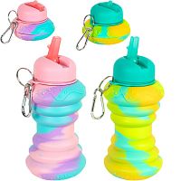 Спортивная складная бутылка для воды с карабином, бутылочка для спорта и тренировок 600мл OSPORT (MS 4961)