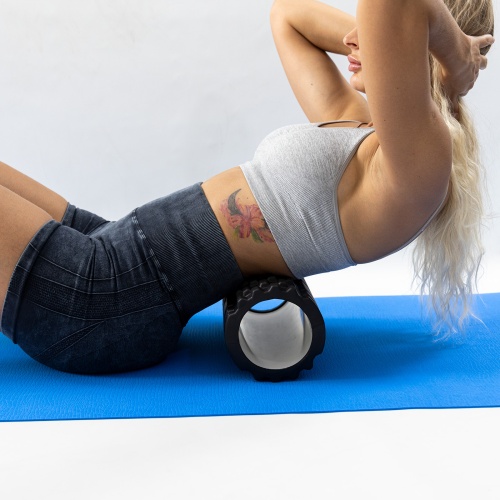 Набор для йоги 2в1 коврик для йоги + массажный ролик, валик для массажа спины мфр ролл OSPORT Set 27 (n-0058) фото 4