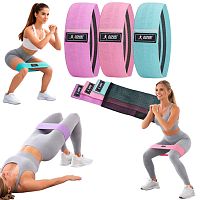 Резинки для фитнеса и спорта (лента эспандер) тканевые петли для ног/рук/ягодиц набор 3шт OSPORT (OF-0291)