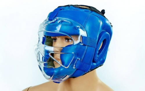 Шлем для единоборств (с прозрачной маской) PU ZEL ZB-5209