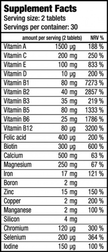 Комплекс витаминов и микроэлементов для спортсменов женщин Multivitamin For Women 60 таб Biotech USA 00519-01 фото 2