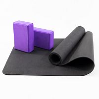 Коврик для йоги, каремат для фитнеса и спорта (йогамат) + блок для йоги (кирпич) 2шт OSPORT Set 86 (n-0116)