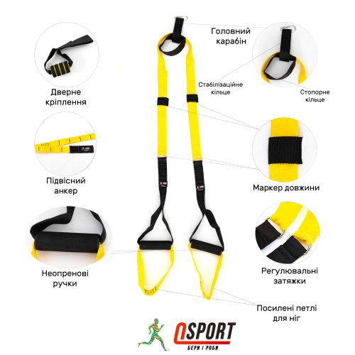Тренировочные петли trx для кроссфита (трх тренажер для фитнеса и турника) OSPORT Lite (FI-0037) фото 2