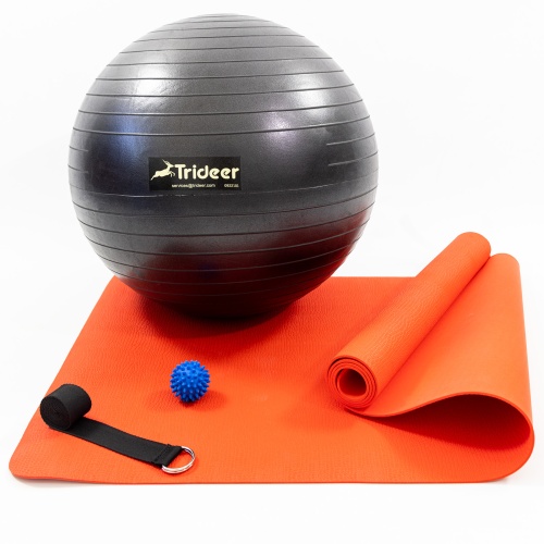 Коврик для йоги и фитнеса (каремат) + фитбол 55 см + массажный мячик + ремень для йоги OSPORT Set 98 (n-0128) фото 3