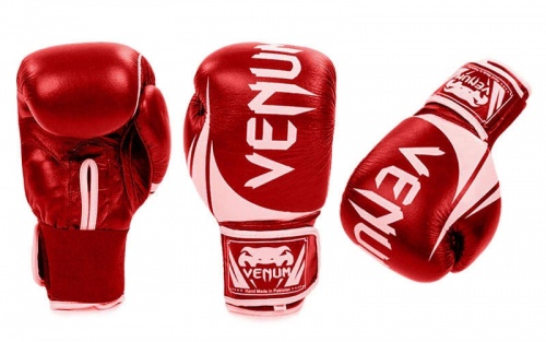 Перчатки боксерские кожаные на липучке VENUM 10,12 унций (BO-5245) фото 6