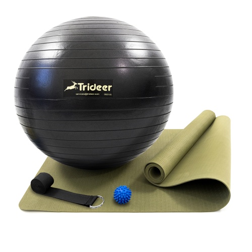 Коврик для йоги и фитнеса (каремат) + фитбол 75 см + массажный мячик + ремень для йоги OSPORT Set 100 (n-0130) фото 3
