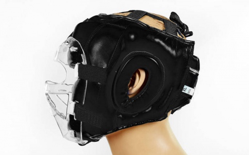 Шлем для единоборств (с прозрачной маской) кожа Zel ZB-5009 фото 3