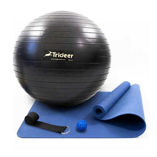 Коврик для йоги и фитнеса (каремат) + фитбол 75 см + массажный мячик + ремень для йоги OSPORT Set 100 (n-0130) фото 4