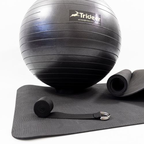 Коврик для йоги и фитнеса (каремат) + фитбол мяч для фитнеса 55 см + ремень для йоги OSPORT Set 94 (n-0124) фото 6