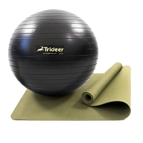 Коврик для йоги и фитнеса (каремат) + фитбол мяч для фитнеса, беременных 75 см OSPORT Set 92 (n-0122) фото 4