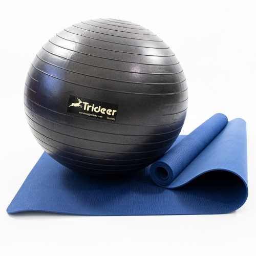 Коврик для йоги и фитнеса (каремат) + фитбол мяч для фитнеса, беременных 55 см OSPORT Set 90 (n-0120) фото 4