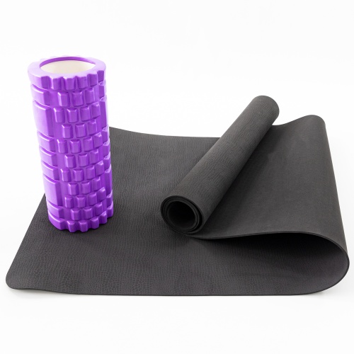 Набор для йоги 2в1 коврик для йоги + массажный ролик, валик для массажа спины мфр ролл OSPORT Set 27 (n-0058) фото 4