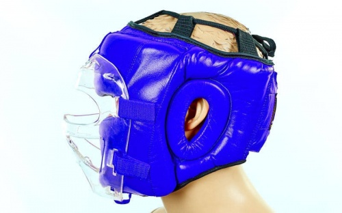 Шлем для единоборств (с прозрачной маской) кожа Zel ZA-01027 фото 5