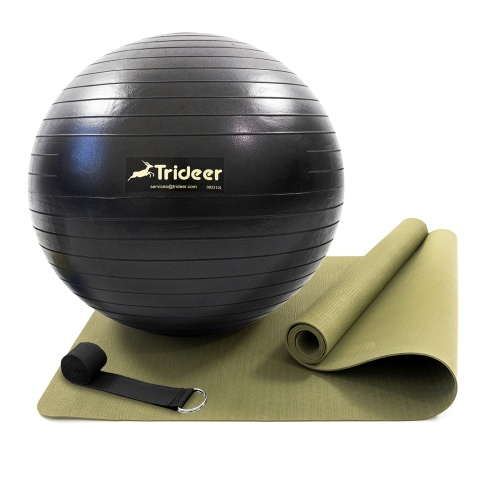 Коврик для йоги и фитнеса (каремат) + фитбол мяч для фитнеса 75 см + ремень для йоги OSPORT Set 96 (n-0126) фото 4