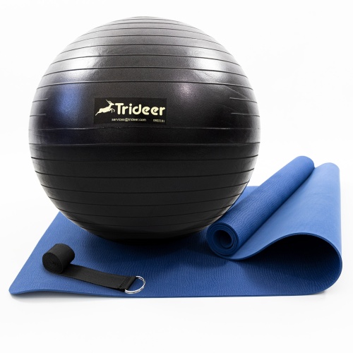 Коврик для йоги и фитнеса (каремат) + фитбол мяч для фитнеса 65 см + ремень для йоги OSPORT Set 95 (n-0125) фото 4