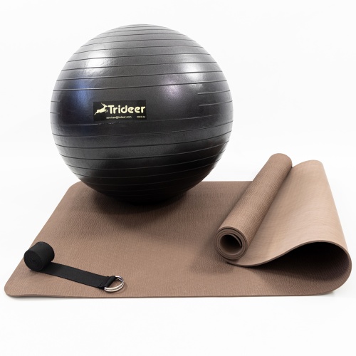 Коврик для йоги и фитнеса (каремат) + фитбол мяч для фитнеса 55 см + ремень для йоги OSPORT Set 94 (n-0124) фото 5