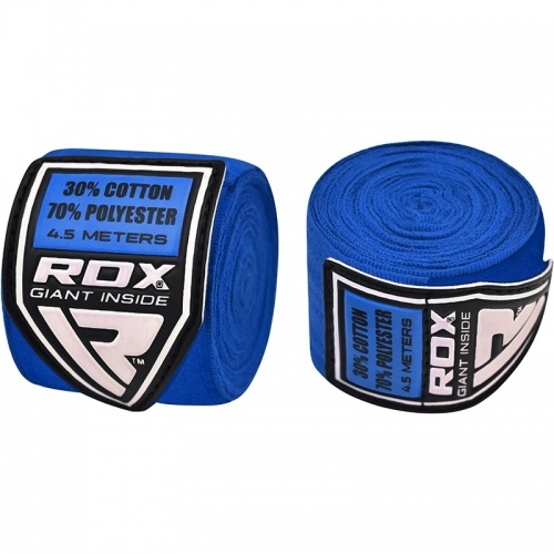 Бинты боксерские RDX Fibra Blue 4.5m фото 2