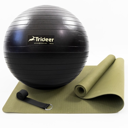 Коврик для йоги и фитнеса (каремат) + фитбол мяч для фитнеса 65 см + ремень для йоги OSPORT Set 95 (n-0125) фото 3