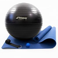 Коврик для йоги и фитнеса (каремат) + фитбол 65 см + массажный мячик + ремень для йоги OSPORT Set 99 (n-0129)