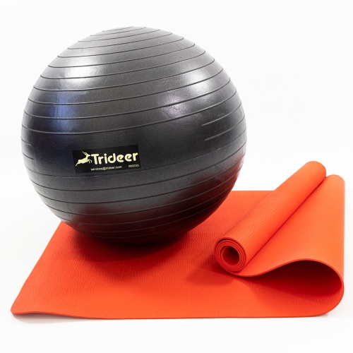 Коврик для йоги и фитнеса (каремат) + фитбол мяч для фитнеса, беременных 55 см OSPORT Set 90 (n-0120) фото 5