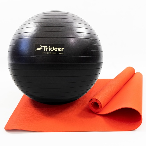 Коврик для йоги и фитнеса (каремат) + фитбол мяч для фитнеса, беременных 65 см OSPORT Set 91 (n-0121) фото 4