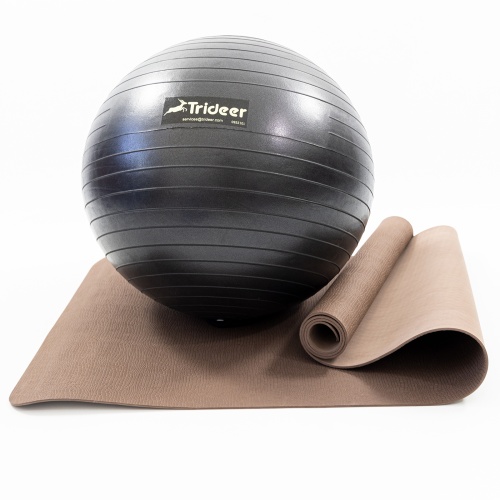 Коврик для йоги и фитнеса (каремат) + фитбол мяч для фитнеса, беременных 55 см OSPORT Set 90 (n-0120) фото 6