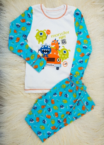 Детская пижама (кофта и штаны) из интерлока для мальчиков OBABY (395-110) фото 3