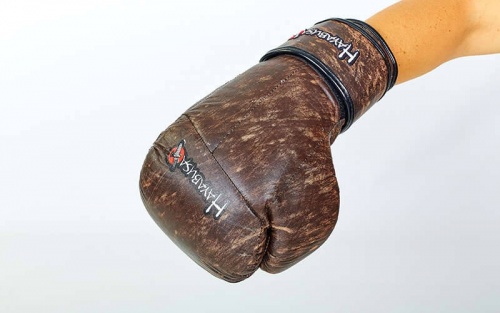 Перчатки боксерские (для бокса) кожаные на липучке 10-12oz HAYAB KANPEKI (VL-5779) фото 3