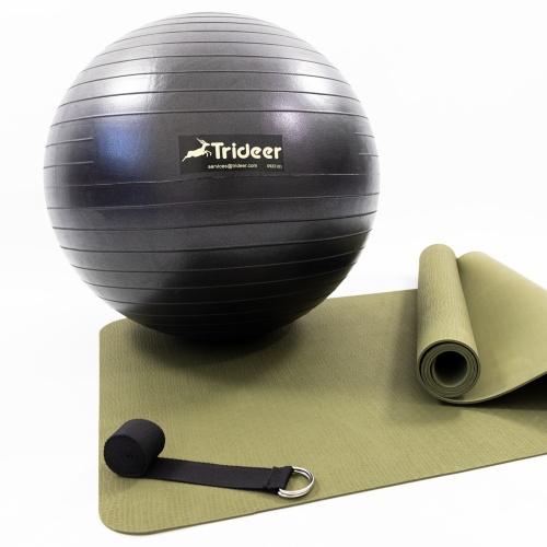 Коврик для йоги и фитнеса (каремат) + фитбол мяч для фитнеса 55 см + ремень для йоги OSPORT Set 94 (n-0124) фото 4