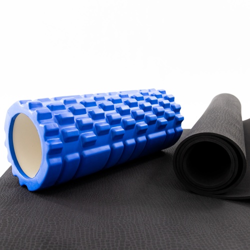 Набор для йоги 2в1 коврик для йоги + массажный ролик, валик для массажа спины мфр ролл OSPORT Set 27 (n-0058) фото 2