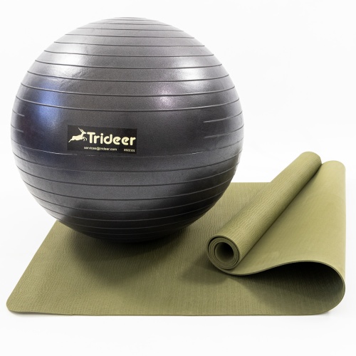Коврик для йоги и фитнеса (каремат) + фитбол мяч для фитнеса, беременных 55 см OSPORT Set 90 (n-0120) фото 3