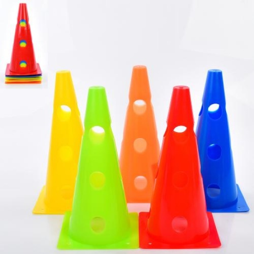 Конус тренировочный для разметки (фишки для тренировок) 32 см с отверстиями (MS 4170)